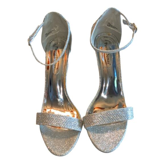PIERRE DUMAS Silver Sparkle Formal Heels 10 Prom - Picture 3 of 10